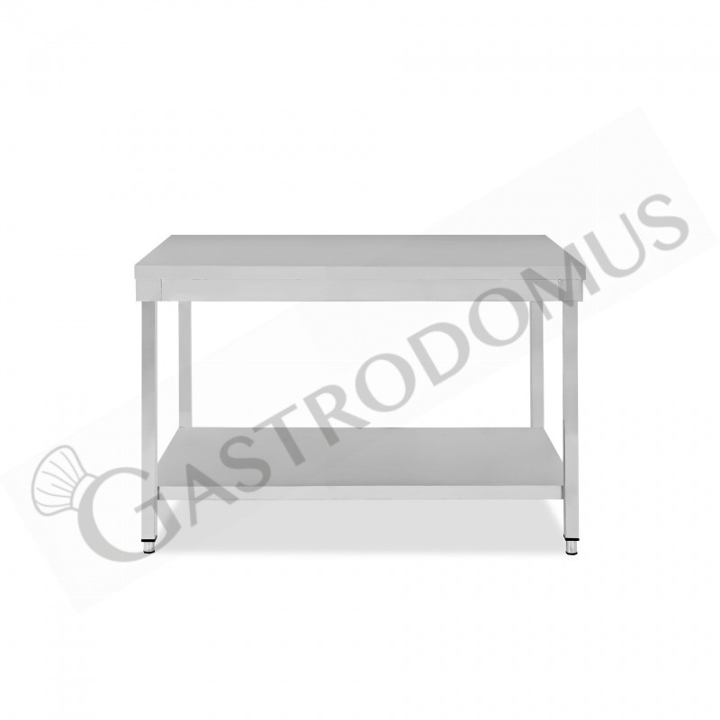 Mesa de trabajo de acero inoxidable con estante inferior con dimensiones L 1400 mm x P 600 mm x A 865 mm