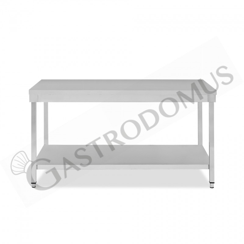 Mesa simple de acero inoxidable con 1 estante, longitud 1800 mm x profundidad 600 mm x altura 865 mm