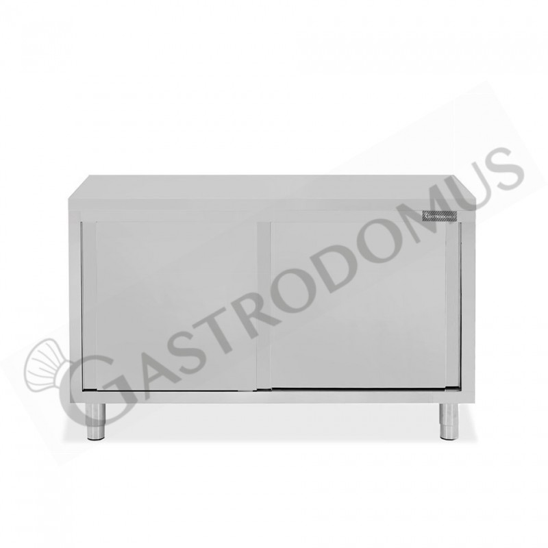 Mesa mural de acero inoxidable con puertas correderas dobles L 1400 mm x P 600 mm x A 850 mm