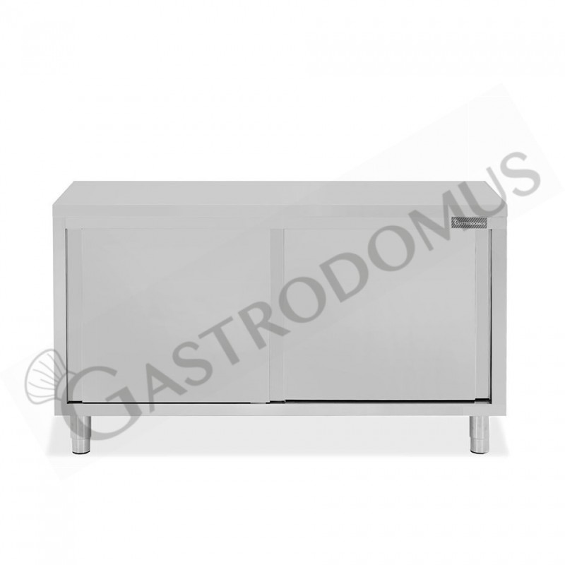 Mesa mural de acero inoxidable con puertas correderas dobles L 1600 mm x P 700 mm x A 850 mm