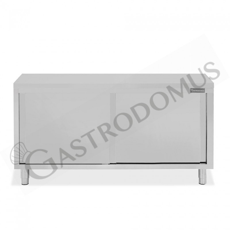 Mesa mural de acero inoxidable con puertas correderas dobles L 1900 mm x P 800 mm x A 850 mm