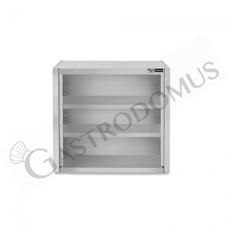 Armario de pared de acero inoxidable con 2 estantes, L 700 mm x P 400 mm x A 1000 mm