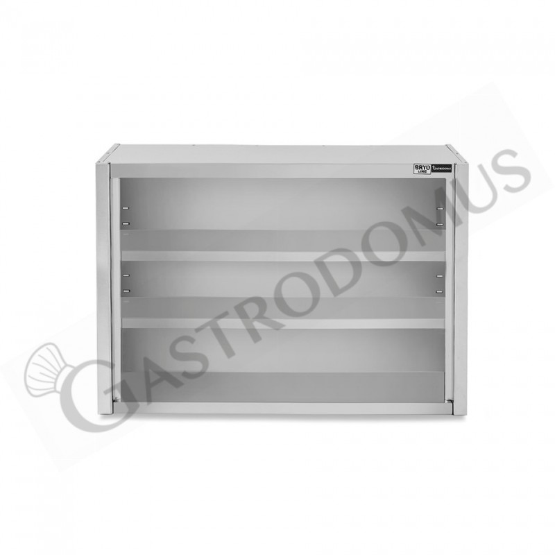 Armario de pared de acero inoxidable con 2 estantes, L 800 mm x P 400 mm x A 1000 mm