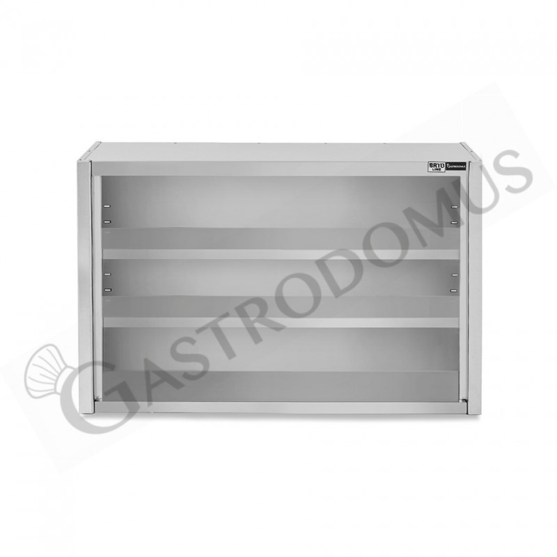 Armario de pared de acero inoxidable con 2 estantes, L 1300 mm x P 400 mm x A 1000 mm