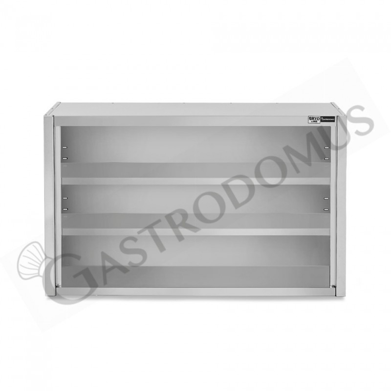 Armario de pared inox con 2 estantes, L 1600 mm x P 400 mm x A 1000 mm