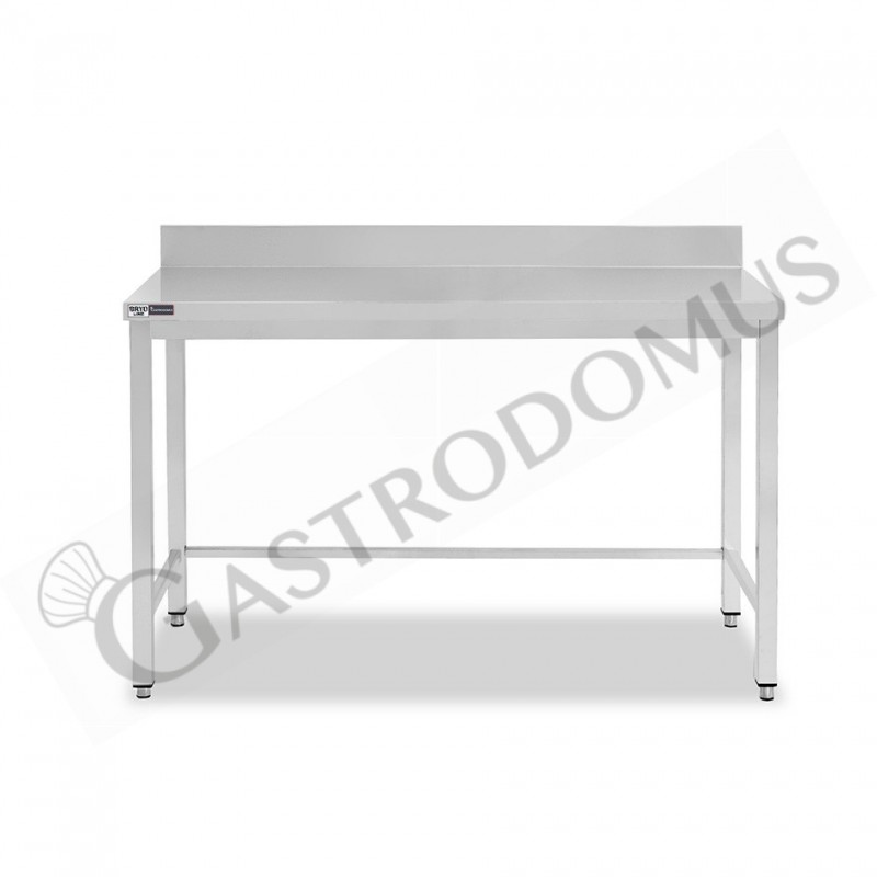 Mesa simple de acero inoxidable con peto trasero, L 1400 mm x P 600 mm x A 965 mm