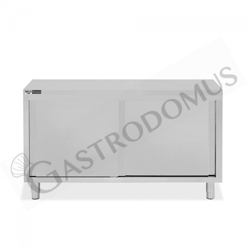 Mesa mural de acero inoxidable 2 puertas correderas L 1600 mm x P 700 mm x A 850 mm