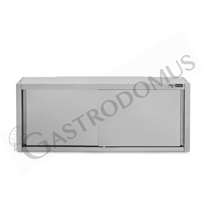 Armario de pared con puertas correderas de acero inoxidable con 1 estante, L 1900 mm x P 400 mm x A 650 mm