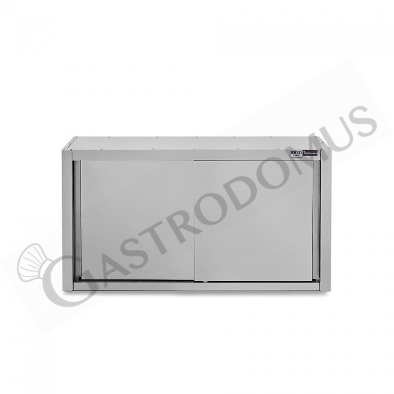 Armario de pared con puertas correderas de acero inoxidable con 1 estante, L 1200 mm x P 400 mm x A 800 mm