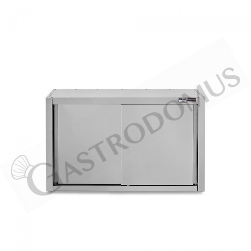 Armario de pared con puertas correderas de acero inoxidable con 2 estantes, L 1000 mm x P 400 mm x A 1000 mm