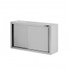 Armario de pared con puertas correderas de acero inoxidable con 2 estantes, L 1200 mm x P 400 mm x A 1000 mm