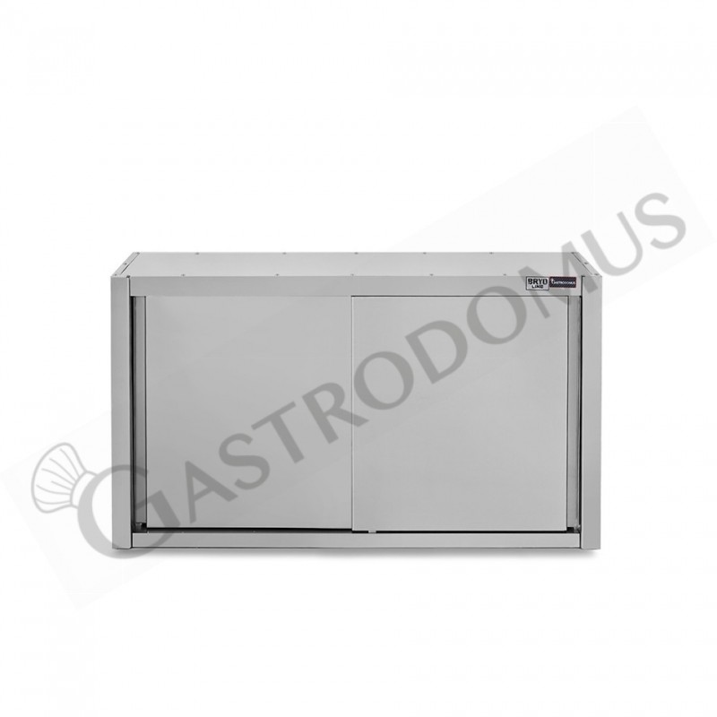 Armario de pared con puertas correderas de acero inoxidable con 2 estantes, L 1200 mm x P 400 mm x A 1000 mm