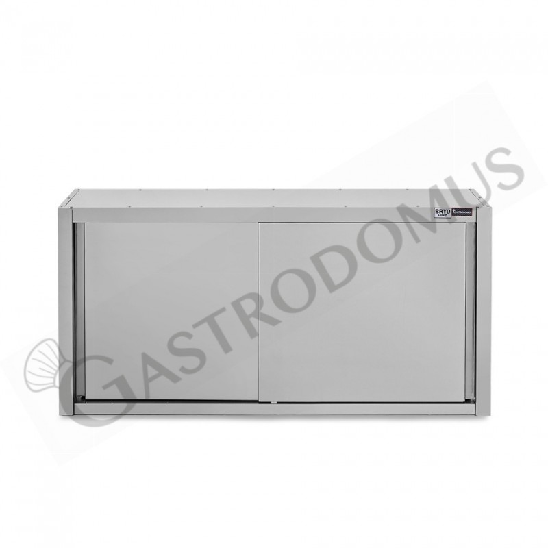 Armario de pared con puertas correderas de acero inoxidable con 2 estantes, L 1600 mm x P 400 mm x A 1000 mm