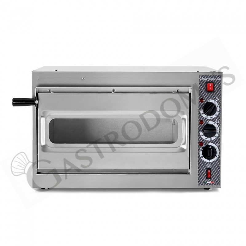 Horno 1pizza diám.  320 mm altura de la cámara interior 180 mm, control mecánico, 320°C, 1,6 kW, puerta de cristal y luz