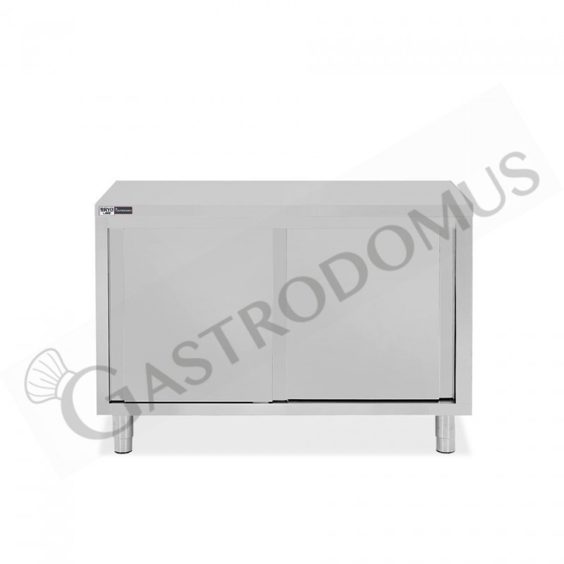 Mesa mural de acero inoxidable 2 puertas correderas L 1200 mm x P 600 mm x A 850 mm