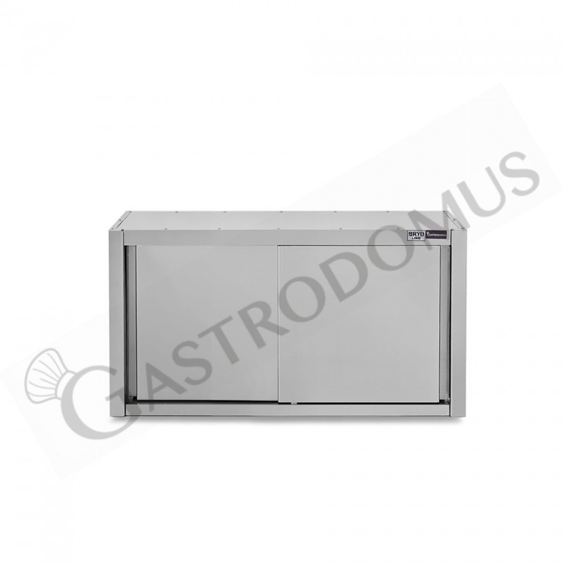 Armario de pared de acero inoxidable con escurridor, puertas correderas, 1 estante perforado, L 1100 mm x P 400 mm x A 650 mm