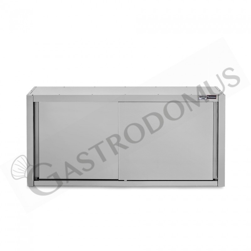 Armario de pared inox con escurridor, 2 puertas correderas, 1 estante perforado, L 1400 mm x P 400 mm x A 800 mm