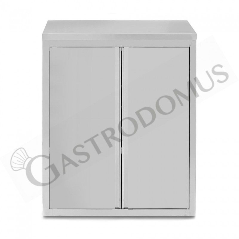 Armario de pared de acero inoxidable con 2 puertas batientes y 2 estantes, L 900 mm x P 400 mm x A 1000 mm