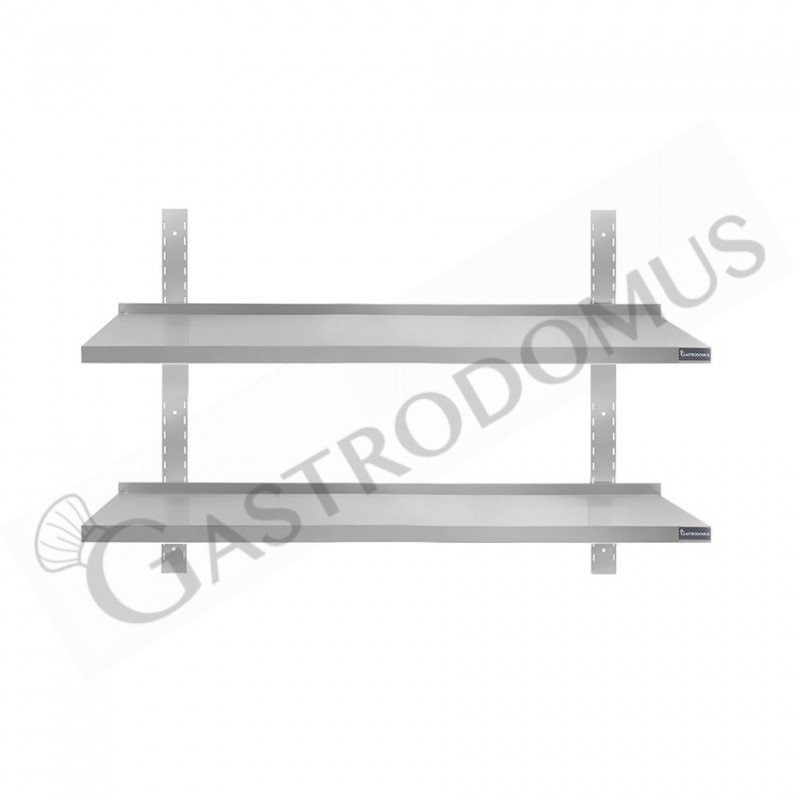 Estante de pared doble de acero inoxidable L 1200 mm x P 300 mm x A 700 mm