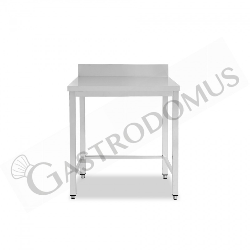 Mesa simple de acero inox con peto y L 400 mm x P 800mm x H 950 mm