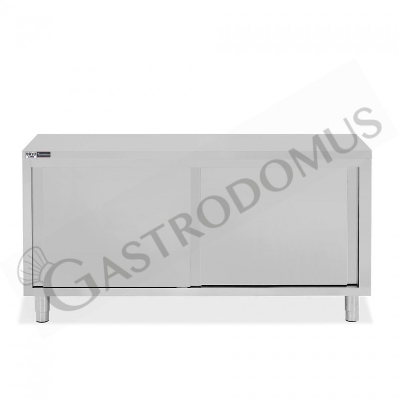 Mesa  de acero inoxidable 2 puertas correderas L 1900 mm x P 600 mm x H 850 mm