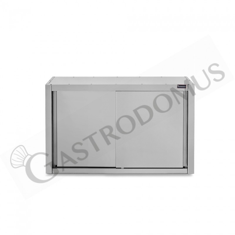 Armario de pared de acero inoxidable con escurridor, puertas correderas, 1 estante perforado, L 1200 mm x P 400 mm x A 660 mm