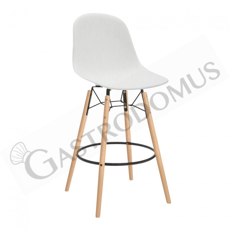 Taburete con estructura de madera y metal, asiento de polipropileno. Dimensiones L 440 mm x P 400 mm x H 1120 mm