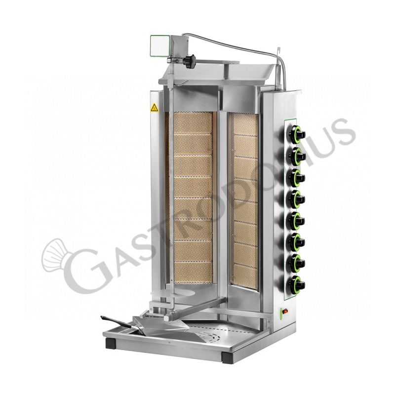 Asador de Kebab a gas 8+8 quemadores de alto rendimiento L 570 mm x P 620 mm x A 1120 mm