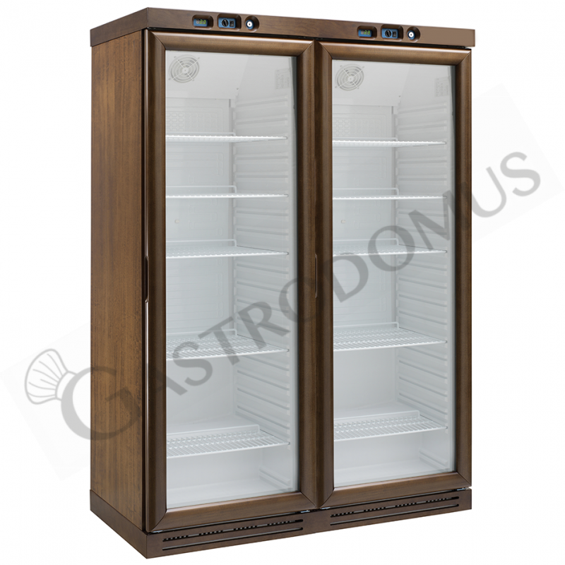 Vinoteca de madera estática  340 LT + 340 LT,  temperatura regulable  de +2°C/+8°C y -18ºC/-22º