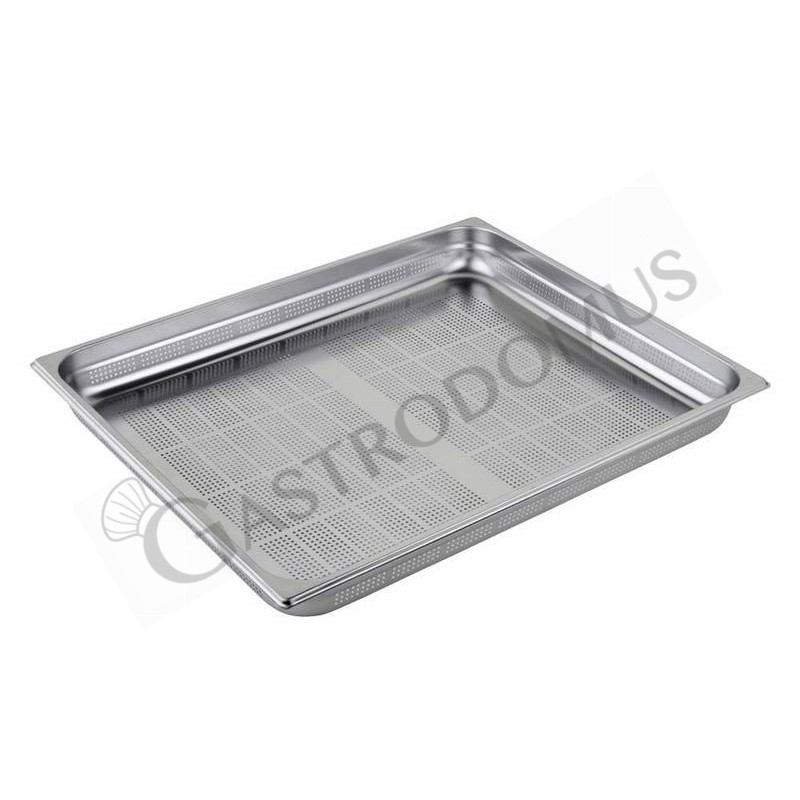 Cubeta perforada de acero inox GN 2/1 L 650 mm x P 530 mm x H 65 mm