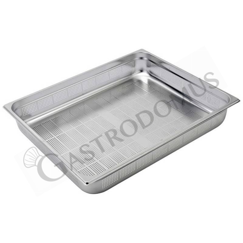 Cubeta perforada de acero inox GN 2/1 L 650 mm x P 530 mm x H 100 mm