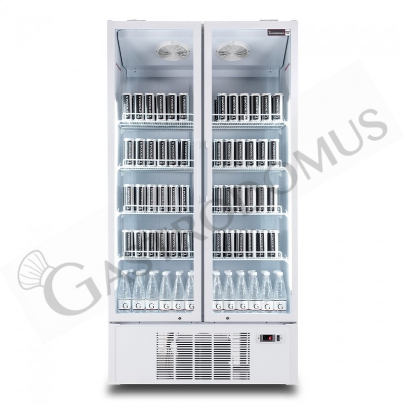 Frigo bebidas refrigerado ventilado 2 puertas abatibles  1021 LT 2°C/+8°C color blanco.