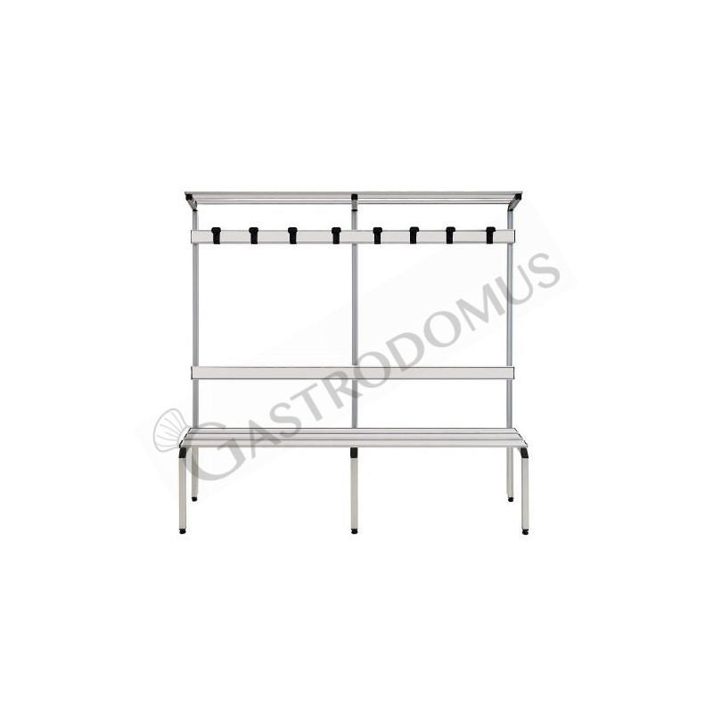 Banco de aluminio con perchero 6 plazas, 2000 x 410 x 1870 mm