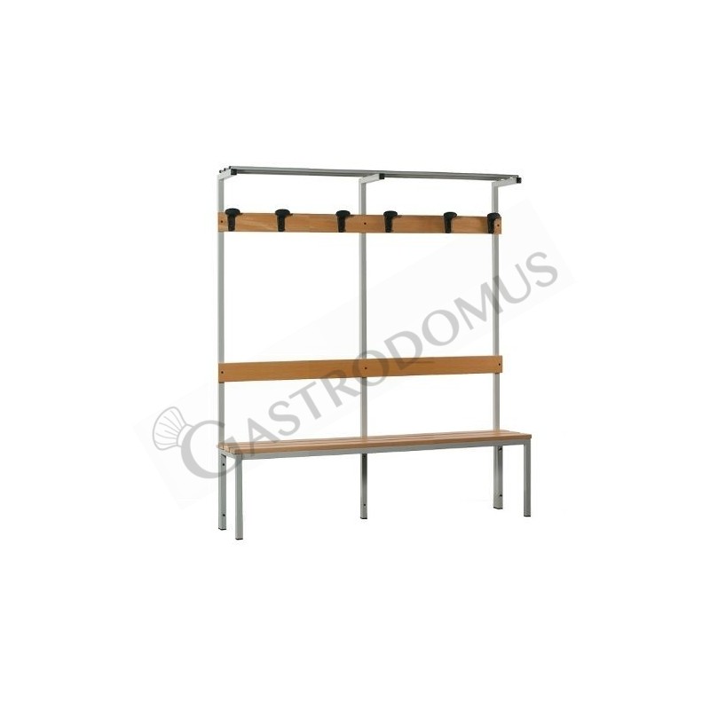 Banco de aluminio con perchero 4 plazas, 1500 x 390 x 1840 mm