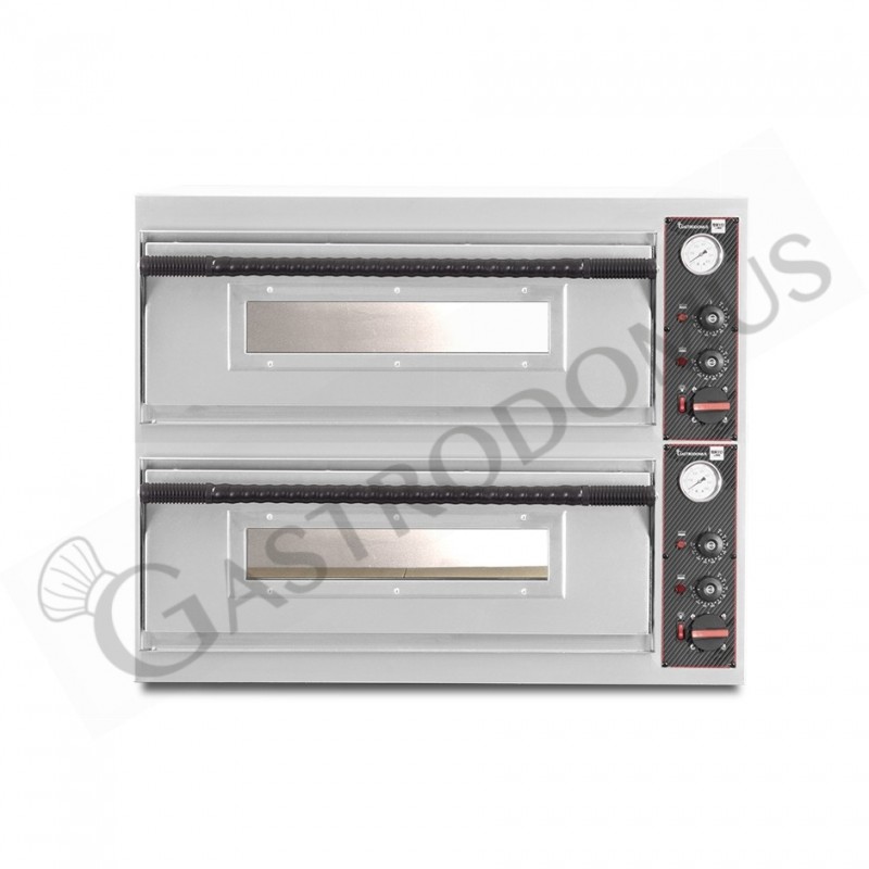 Horno eléctrico con 2 cámaras control mecánico para 6+6 pizzas de 320 mm de diámetro