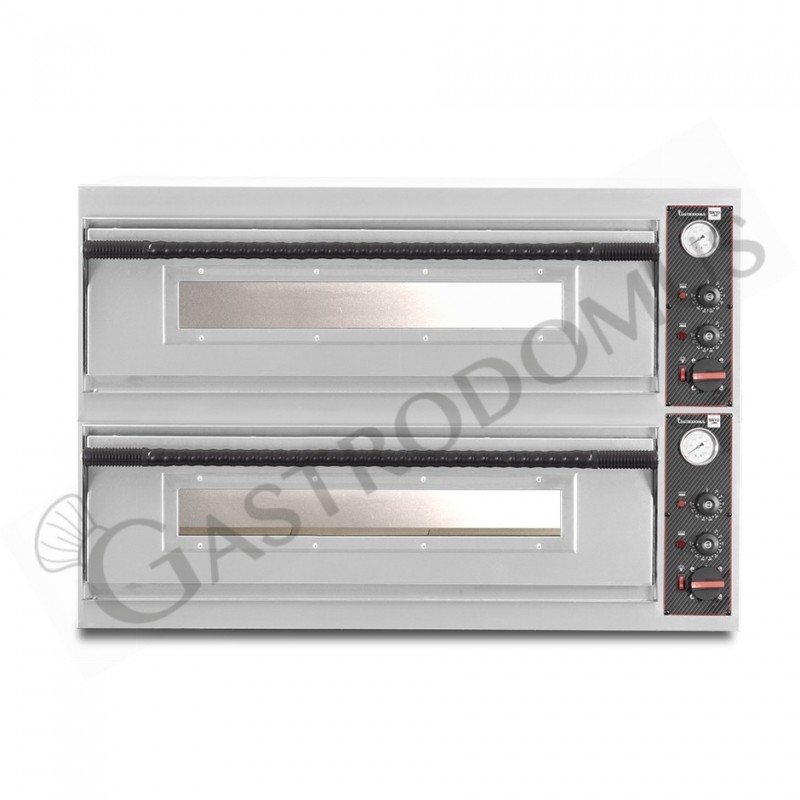 Horno eléctrico con 2 cámaras control mecánico para 6+6 pizzas de 350 mm de diámetro