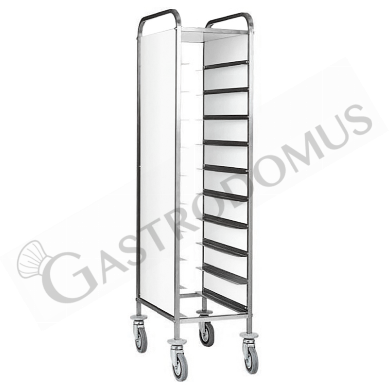 Carro bandejero con paneles laterales para 10 bandejas GN1/1 - L 450 mm x P 620 mm x H 1750 mm