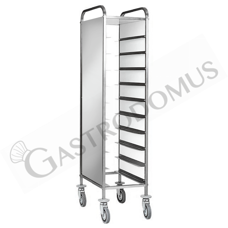 Carro bandejero con paneles laterales para 10 bandejas GN1/1 - L 450 mm x P 620 mm x H 1750 mm