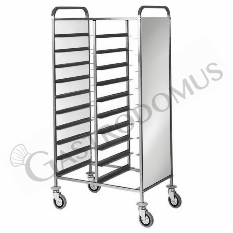 Carro bandejero con paneles laterales inox para 20 bandejas GN1/1 - L 810 mm x P 620 mm x H 1750 mm