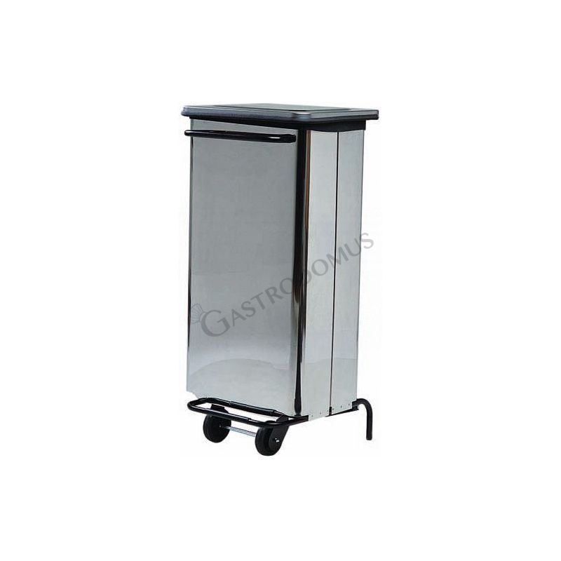 Cubo de basura rectangular de acero inoxidable con 2 ruedas y pedal 70 LT