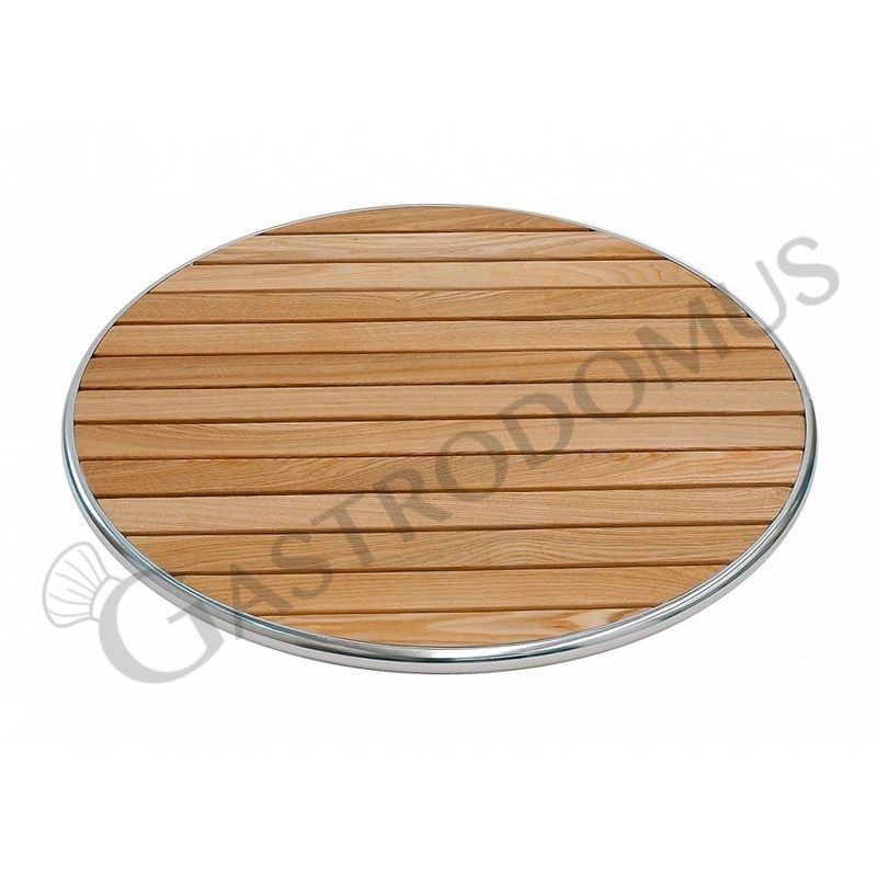 Tablero redondo con listones de madera con bordes de aluminio para exterior - diámetro 700 mm