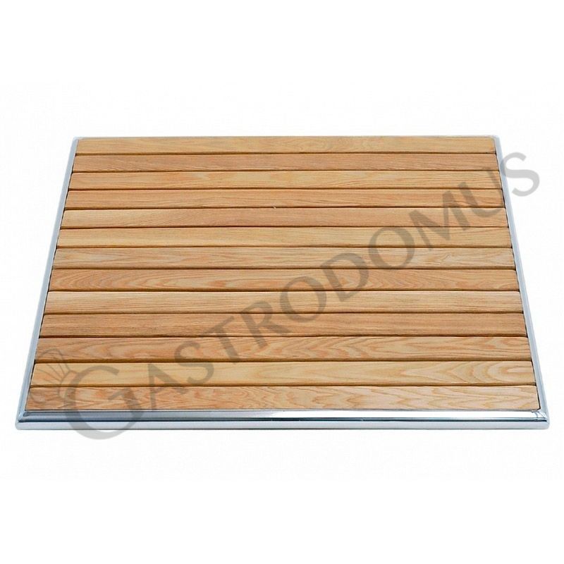 Tablero cuadrado con listones de madera con bordes de aluminio para exterior - dimensiones 800 mm x 800 mm