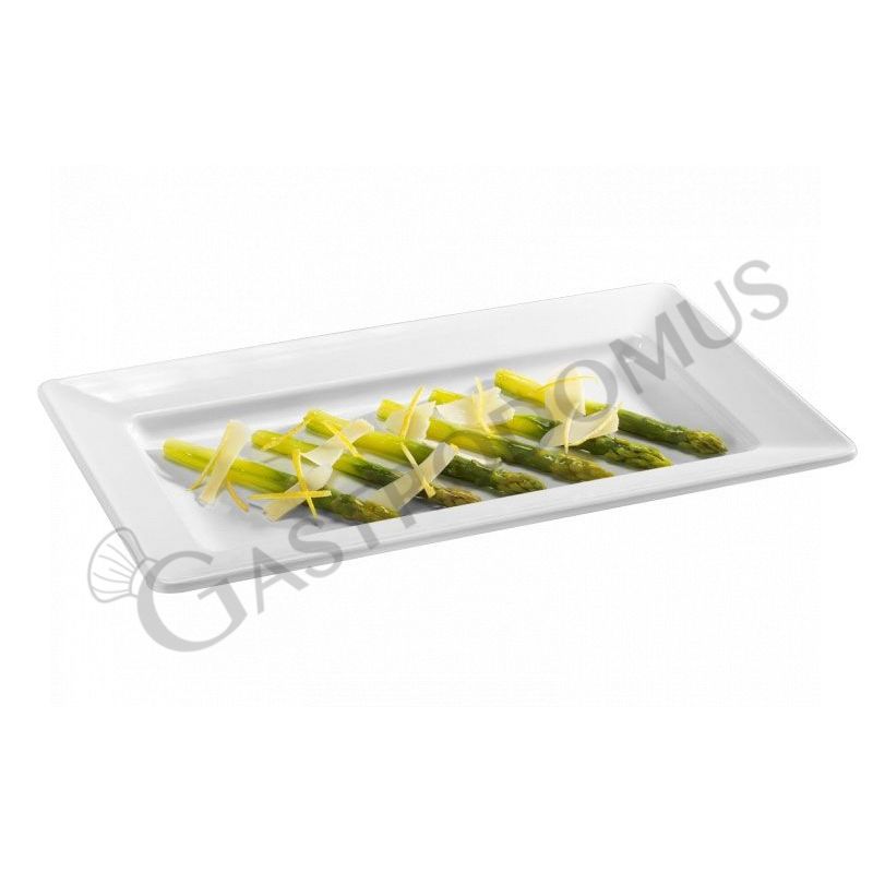 Plato rectangular de melamina con dimensiones L 358 mm x P 205 mm x A 38 mm