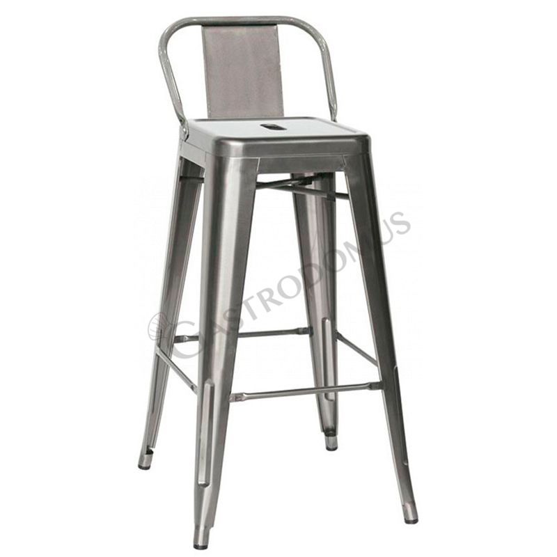 Taburete Zac con estructura, asiento y respaldo de metal pintado