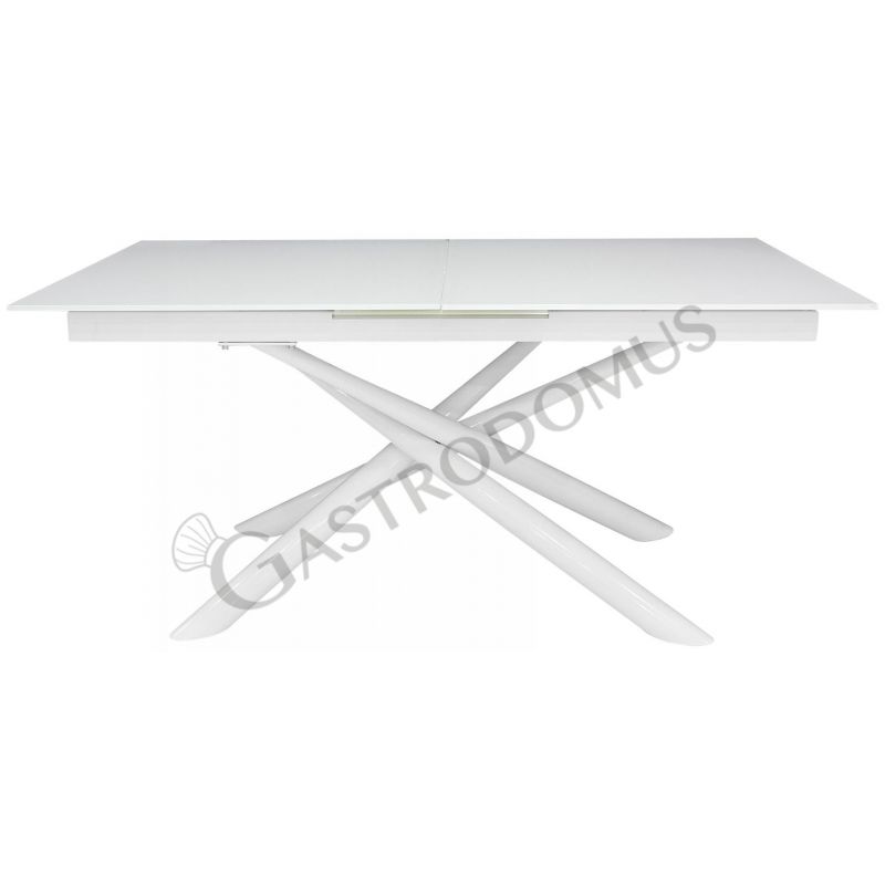 Mesa con estructura de metal pintado y encimera extensible de vidrio, L 1800/2200 mm