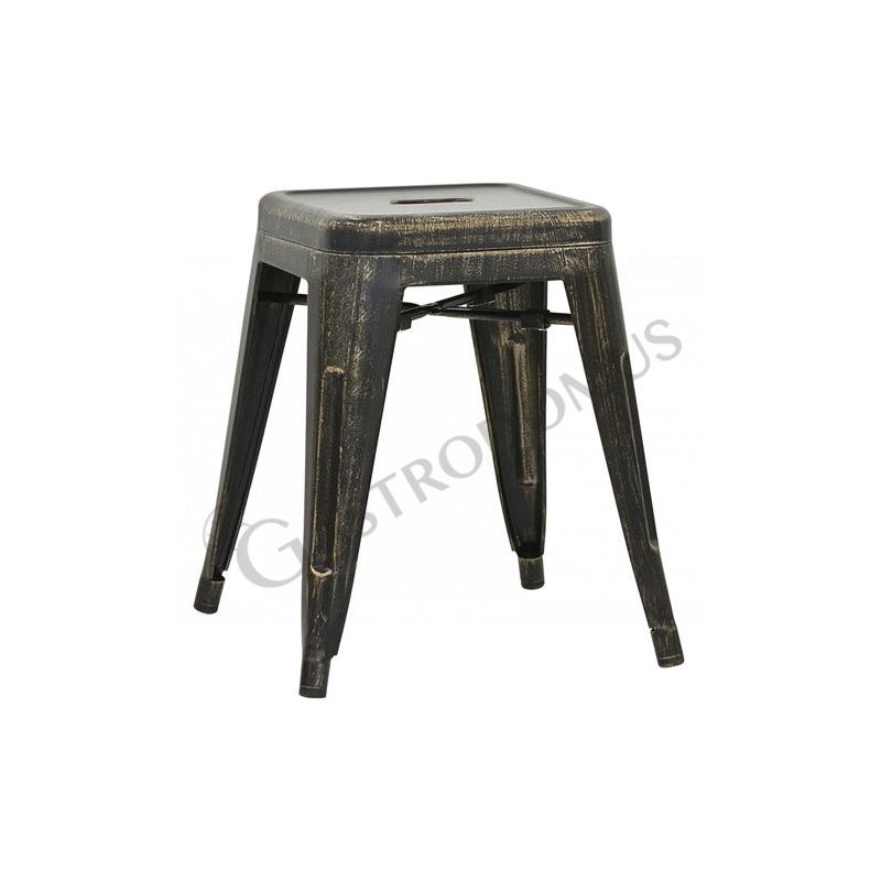 Taburete Hole con estructura y asiento de metal pintado con efecto antiguo