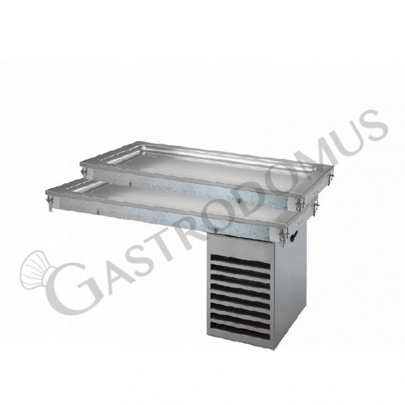 Bandeja refrigerada estática de acero inoxidable de 2 niveles - dimensiones L 1135 x P 640 x A 570 mm