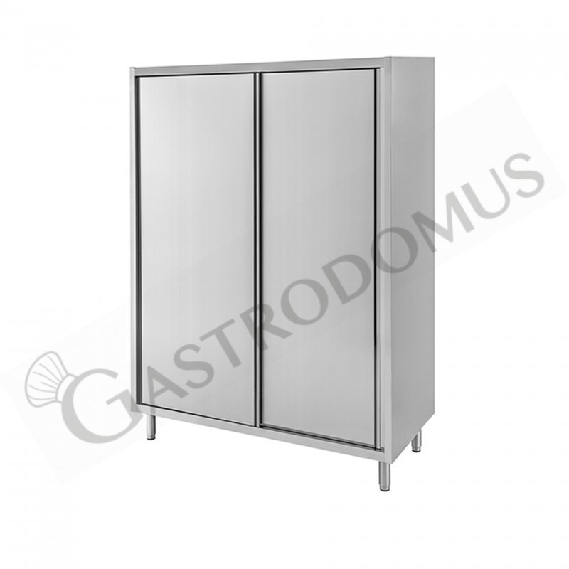 Armario de acero inoxidable con 2 puertas correderas, 3 estantes, L 1100 mm x P 600 mm x A 1800 mm