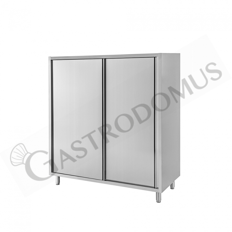 Armario de acero inoxidable con 2 puertas correderas, 2 estantes, L 1300 mm x P 600 mm x A 1500 mm