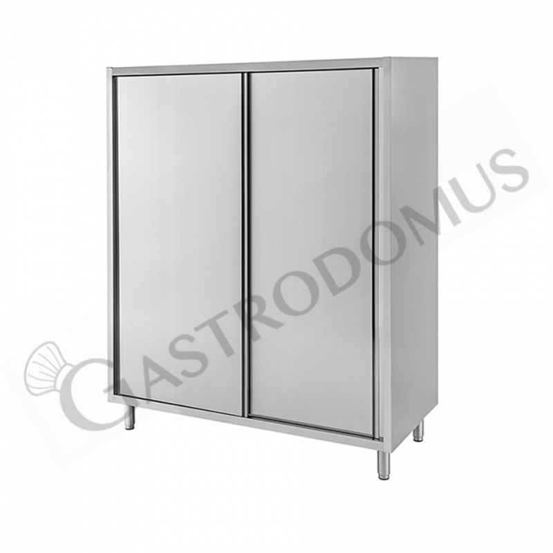 Armario de acero inoxidable con 2 puertas correderas, 3 estantes, L 1400 mm x P 600 mm x A 1800 mm